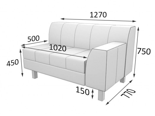 Секция П-4 2х-местная с правым подлокотником (секция Флагман)