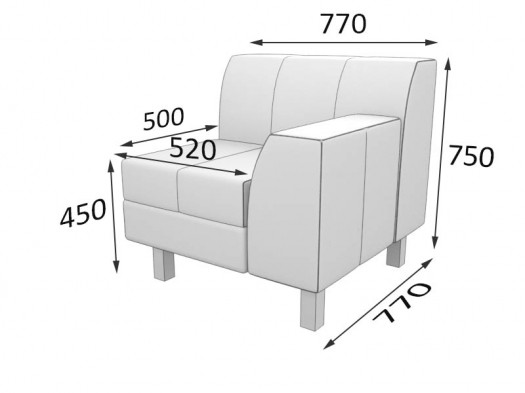 Секция П-4 1-местная с правым подлокотником (секция Флагман)