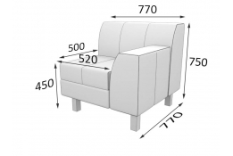 Секция П-4 1-местная с правым подлокотником (секция Флагман)