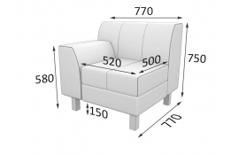 Секция П-4 1-местная с левым подлокотником (секция Флагман)